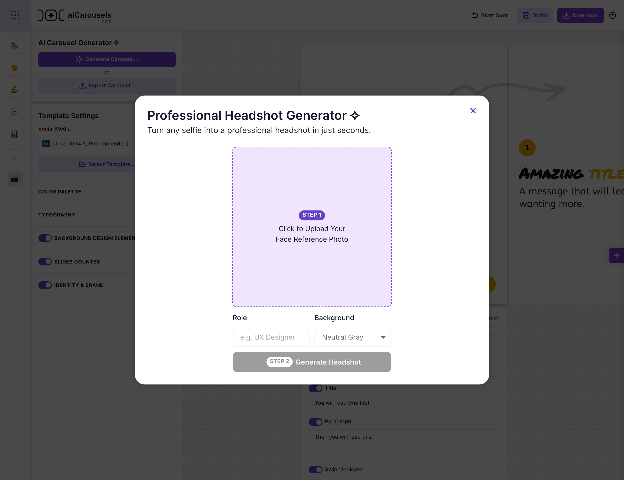 Upload a selfie to the LinkedIn Headshot Generator