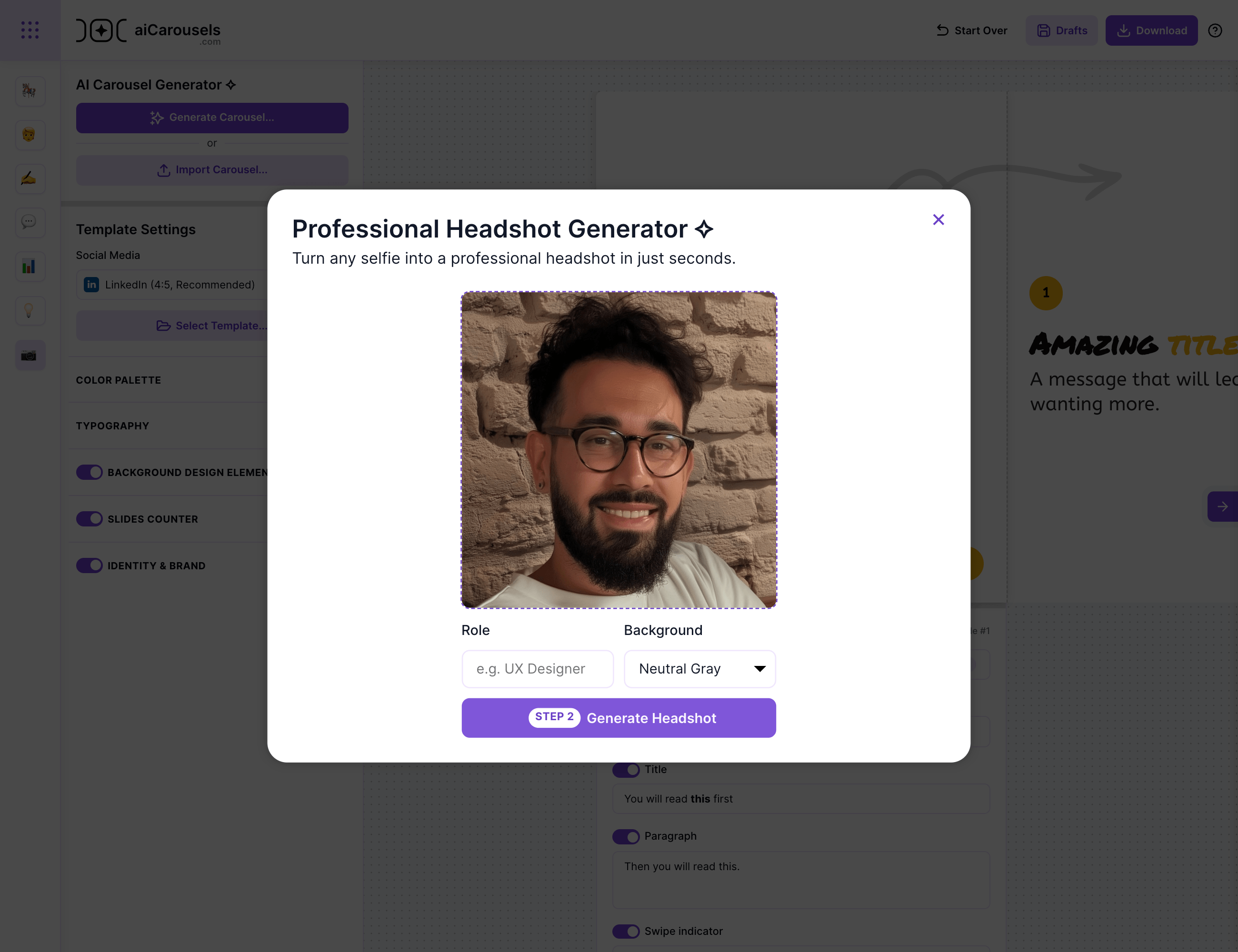 Choose background and type your role