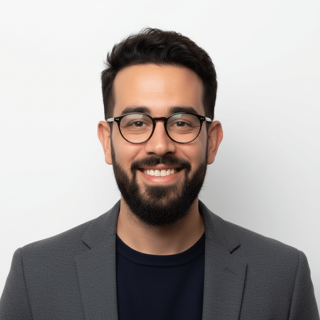 LinkedIn headshot with white background