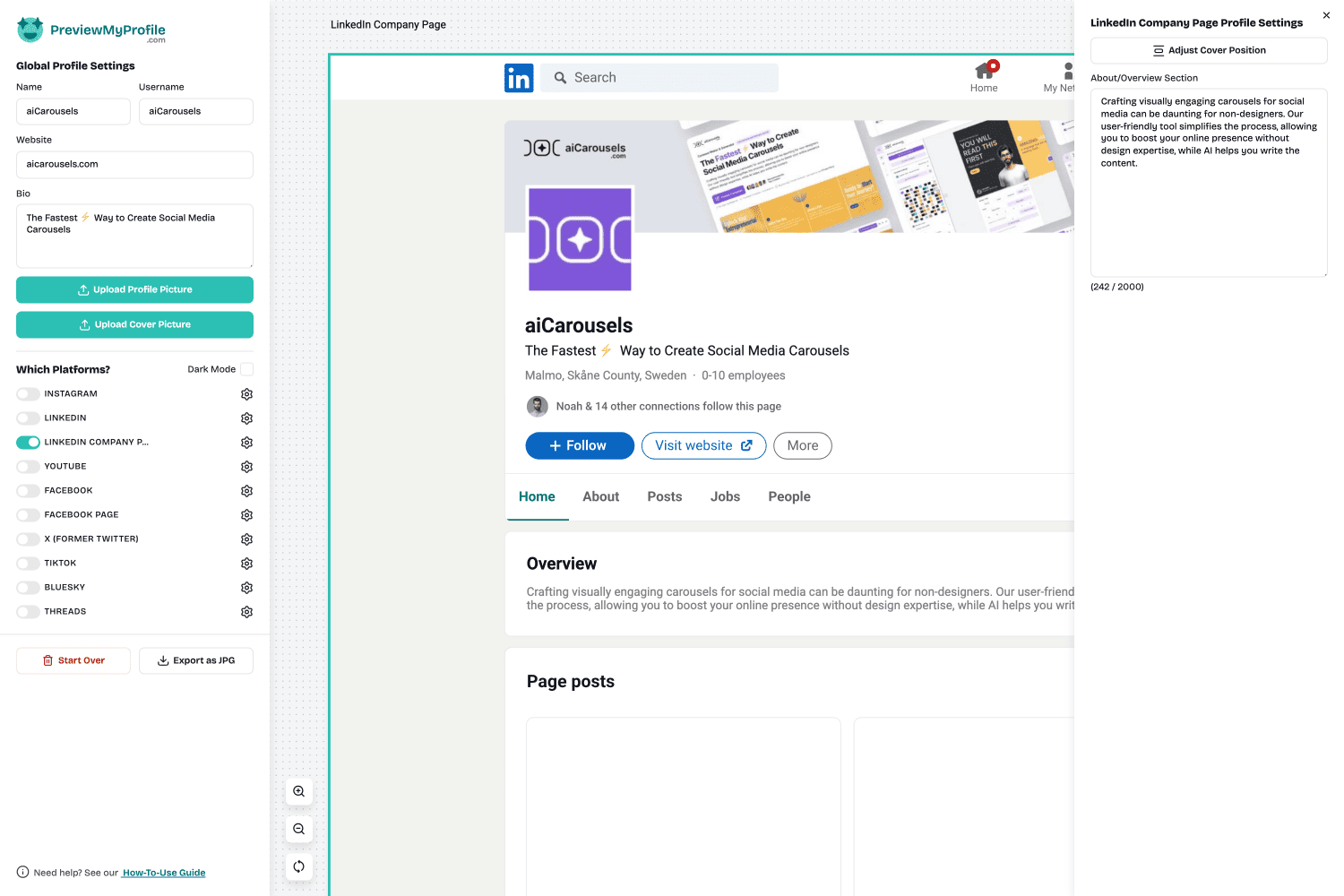 Company Page preview