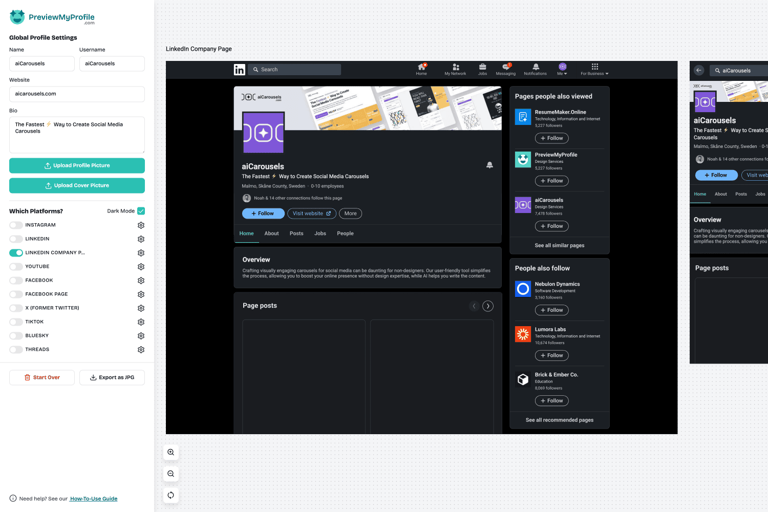 Company Page preview 2